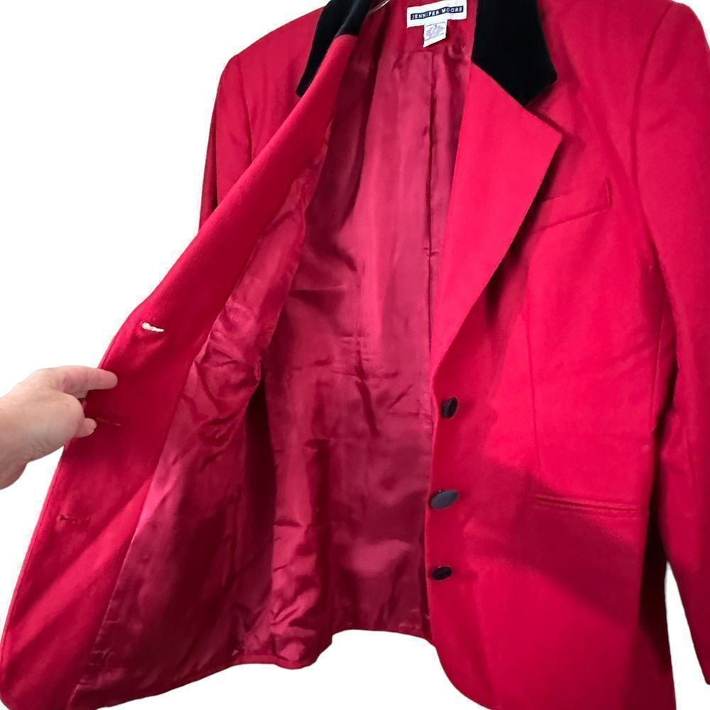 Jennifer Moore Red Wool Blazer Size 16 - Picture 6 of 8